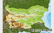 Physical Map of Bulgaria, darken, land only