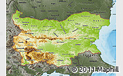 Physical Map of Bulgaria, darken, semi-desaturated, land only