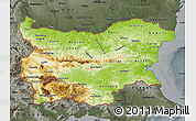 Physical Map of Bulgaria, darken, semi-desaturated