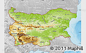 Physical Map of Bulgaria, lighten, desaturated, land only