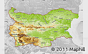 Physical Map of Bulgaria, lighten, desaturated