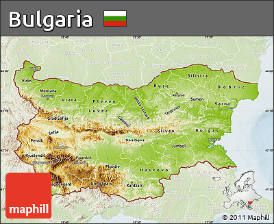 Physical Map of Bulgaria, lighten