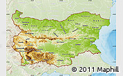 Physical Map of Bulgaria, lighten, land only