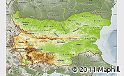 Physical Map of Bulgaria, semi-desaturated