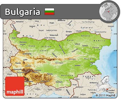Physical Map of Bulgaria, shaded relief outside