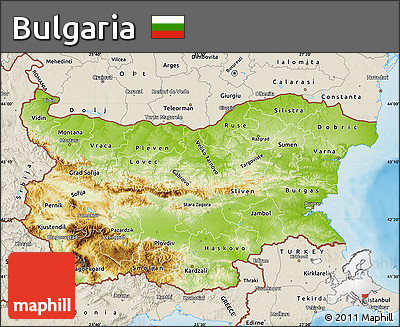 Physical Map of Bulgaria, shaded relief outside