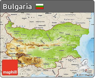 Physical Map of Bulgaria, shaded relief outside