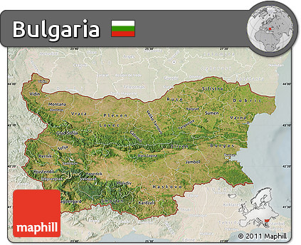 Satellite Map of Bulgaria, lighten