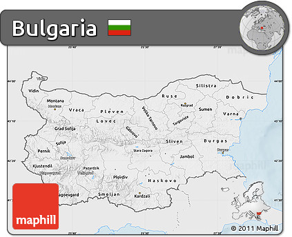 Silver Style Map of Bulgaria, single color outside