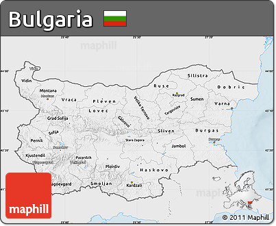 Silver Style Map of Bulgaria, single color outside