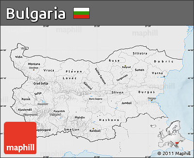 Silver Style Map of Bulgaria, single color outside