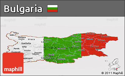 Flag Panoramic Map of Bulgaria, flag rotated