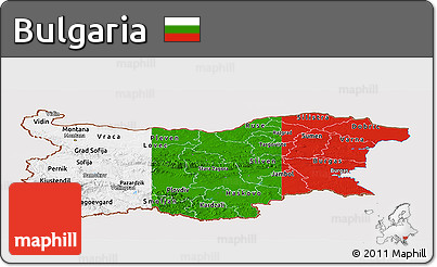 Flag Panoramic Map of Bulgaria, flag rotated