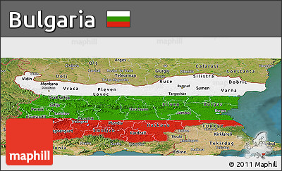 Flag Panoramic Map of Bulgaria, satellite outside