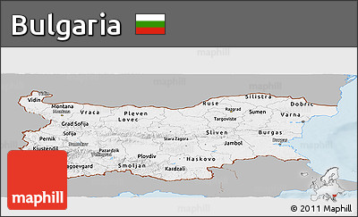Gray Panoramic Map of Bulgaria, single color outside