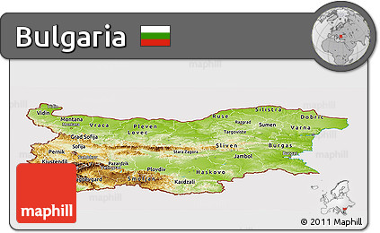 Physical Panoramic Map of Bulgaria, cropped outside