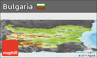 Physical Panoramic Map of Bulgaria, darken, desaturated, land only