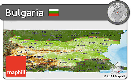 Physical Panoramic Map of Bulgaria, darken, land only