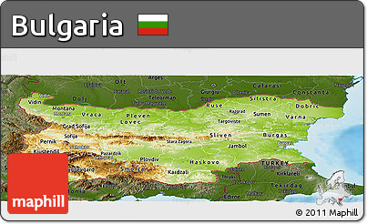 Physical Panoramic Map of Bulgaria, darken, land only