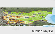 Physical Panoramic Map of Bulgaria, darken, semi-desaturated, land only