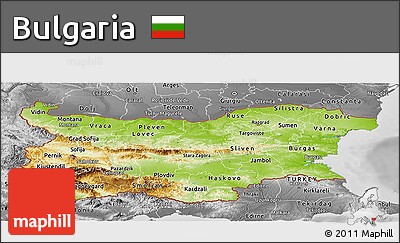 Physical Panoramic Map of Bulgaria, desaturated