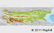 Physical Panoramic Map of Bulgaria, lighten, desaturated, land only