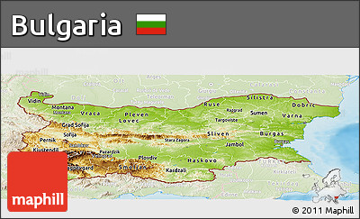 Physical Panoramic Map of Bulgaria, lighten, land only