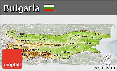 Physical Panoramic Map of Bulgaria, lighten, semi-desaturated