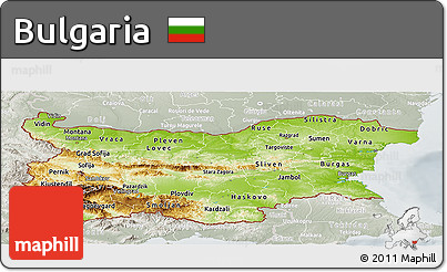 Physical Panoramic Map of Bulgaria, lighten, semi-desaturated