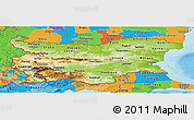 Physical Panoramic Map of Bulgaria, political outside