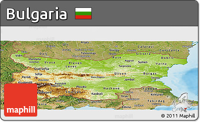 Physical Panoramic Map of Bulgaria, satellite outside, shaded relief sea