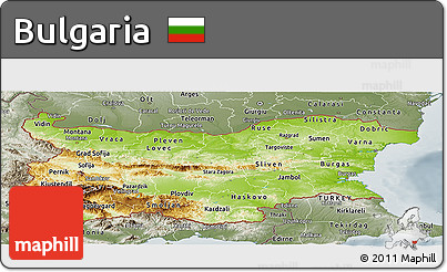 Physical Panoramic Map of Bulgaria, semi-desaturated