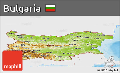 Physical Panoramic Map of Bulgaria, single color outside