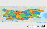 Political Panoramic Map of Bulgaria, lighten, land only