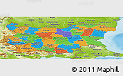 Political Panoramic Map of Bulgaria, physical outside