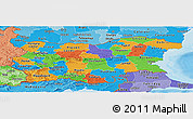 Political Panoramic Map of Bulgaria, political shades outside