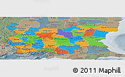 Political Panoramic Map of Bulgaria, semi-desaturated