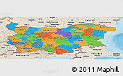 Political Panoramic Map of Bulgaria, shaded relief outside, bathymetry sea