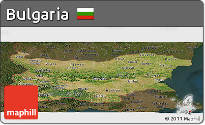 Satellite Panoramic Map of Bulgaria, darken