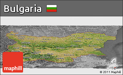 Satellite Panoramic Map of Bulgaria, desaturated
