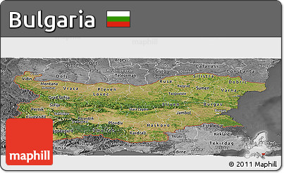 Satellite Panoramic Map of Bulgaria, desaturated