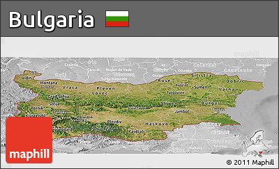 Satellite Panoramic Map of Bulgaria, lighten, desaturated