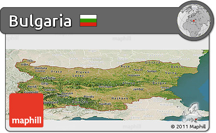 Satellite Panoramic Map of Bulgaria, lighten, land only