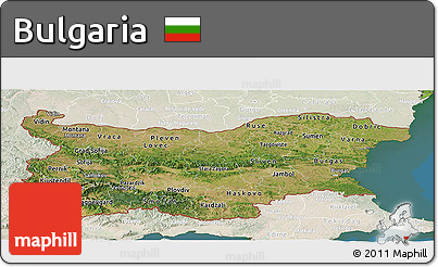 Satellite Panoramic Map of Bulgaria, lighten, land only