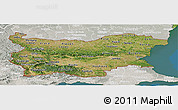 Satellite Panoramic Map of Bulgaria, lighten, semi-desaturated, land only