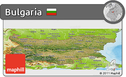 Satellite Panoramic Map of Bulgaria, physical outside
