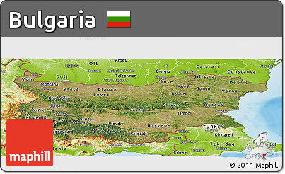 Satellite Panoramic Map of Bulgaria, physical outside