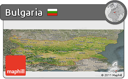 Satellite Panoramic Map of Bulgaria, semi-desaturated