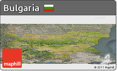 Satellite Panoramic Map of Bulgaria, semi-desaturated