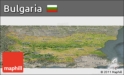 Satellite Panoramic Map of Bulgaria, semi-desaturated